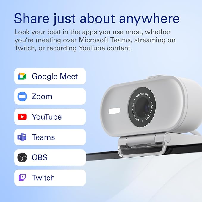 Elgato Facecam Neo, Full HD Webcam with Privacy Shutter | 1080p60 true HD video, HDR enabled, Plug and play setup, Easy-slide shutter, Zero-plastic packaging, USB-C - Image 4