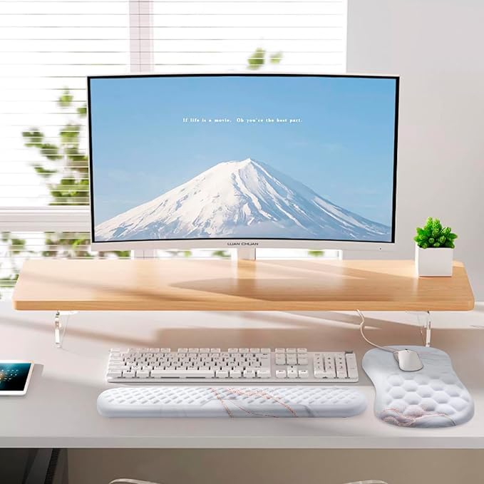 Ergonomic Mouse Pad & Keyboard Wrist Rest Set, Memory Foam | Memory Foam Wrist Cushion, Non-Slip PU Base, Massage Design, Relieves Wrist Pressure for Work, Gaming & Office Use,White - Image 6