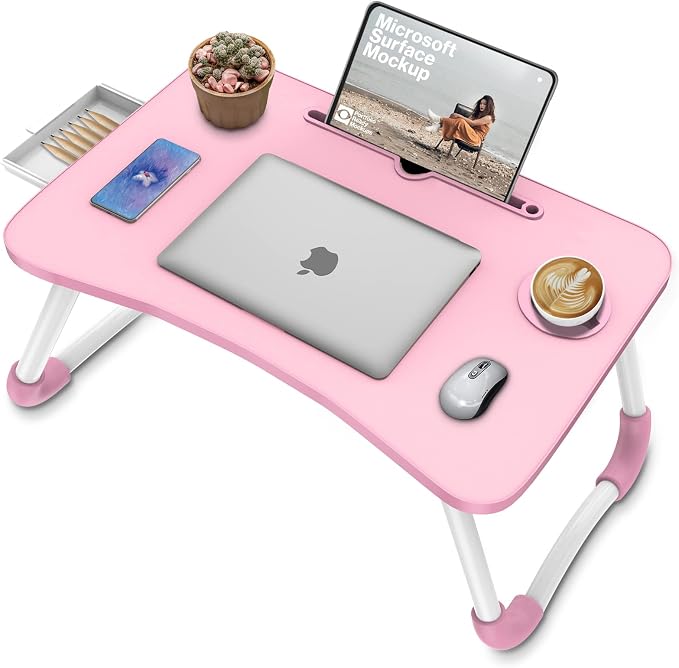 Zapuno Multi-Function Laptop Bed Table with Storage Drawer and Cup Holder, Lap Desk Stand Tray for Eating, Reading and Working by Zapuno