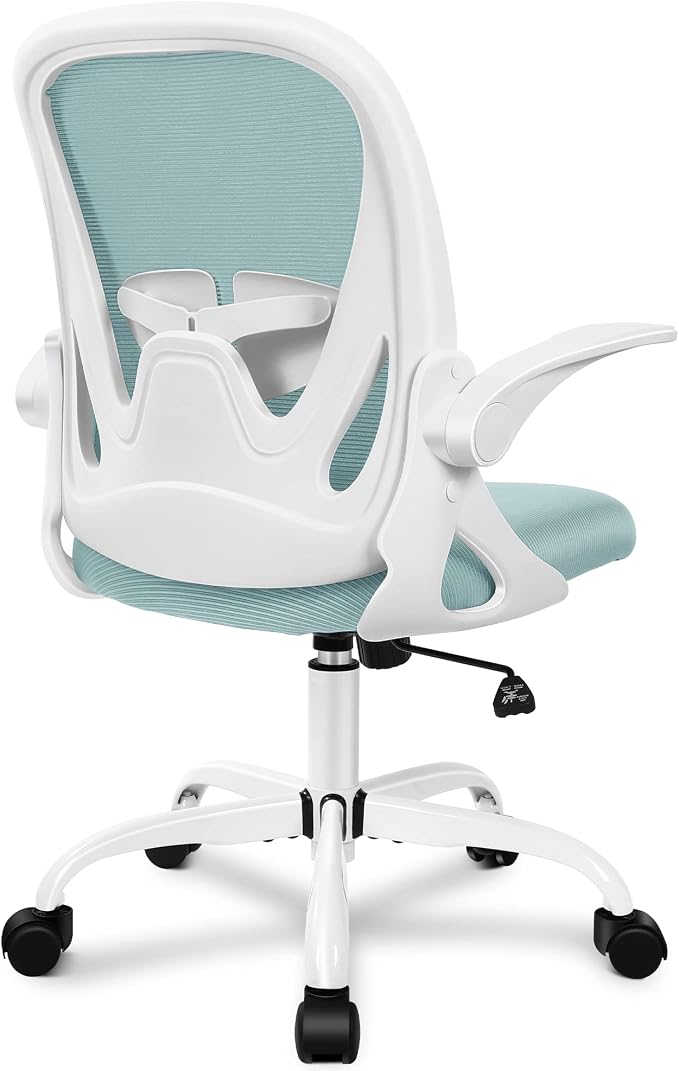 Office Chair Ergonomic Desk Chair with Adjustable Lumbar Support and Height, Swivel Breathable Desk Mesh Computer Chair with Flip up Armrests for Conference Room（Light Blue） by Primy