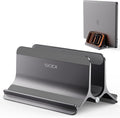 Vertical Laptop Stand for Desk, Aluminum Laptop Holder Compatible with MacBook Pro, MacBook Air Stand Up to 17 inch, Gravity Auto-Lock Cooling, 3in1 Space Saving Desk Organizer Accessories, Gray by SODI