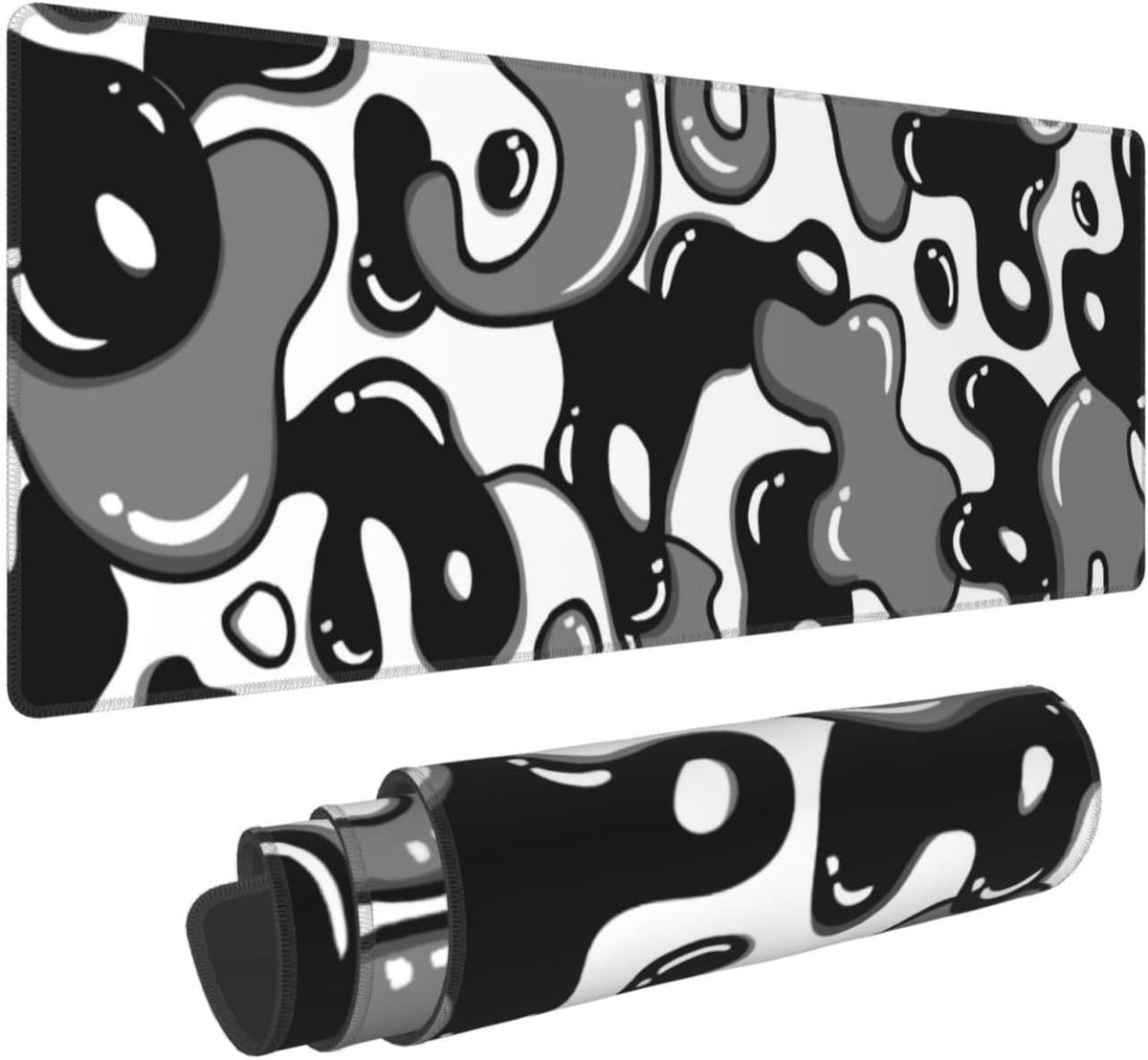 Black and White Mouse Pad 31.5”x11.8” Geometric Design Extended Large Mousepad Keyboard Mouse Mat Desk Pad Non-Slip Rubber Base Stitched Edge Large XXL Mousepad for Gaming Laptop Computer Desktop by Granbey