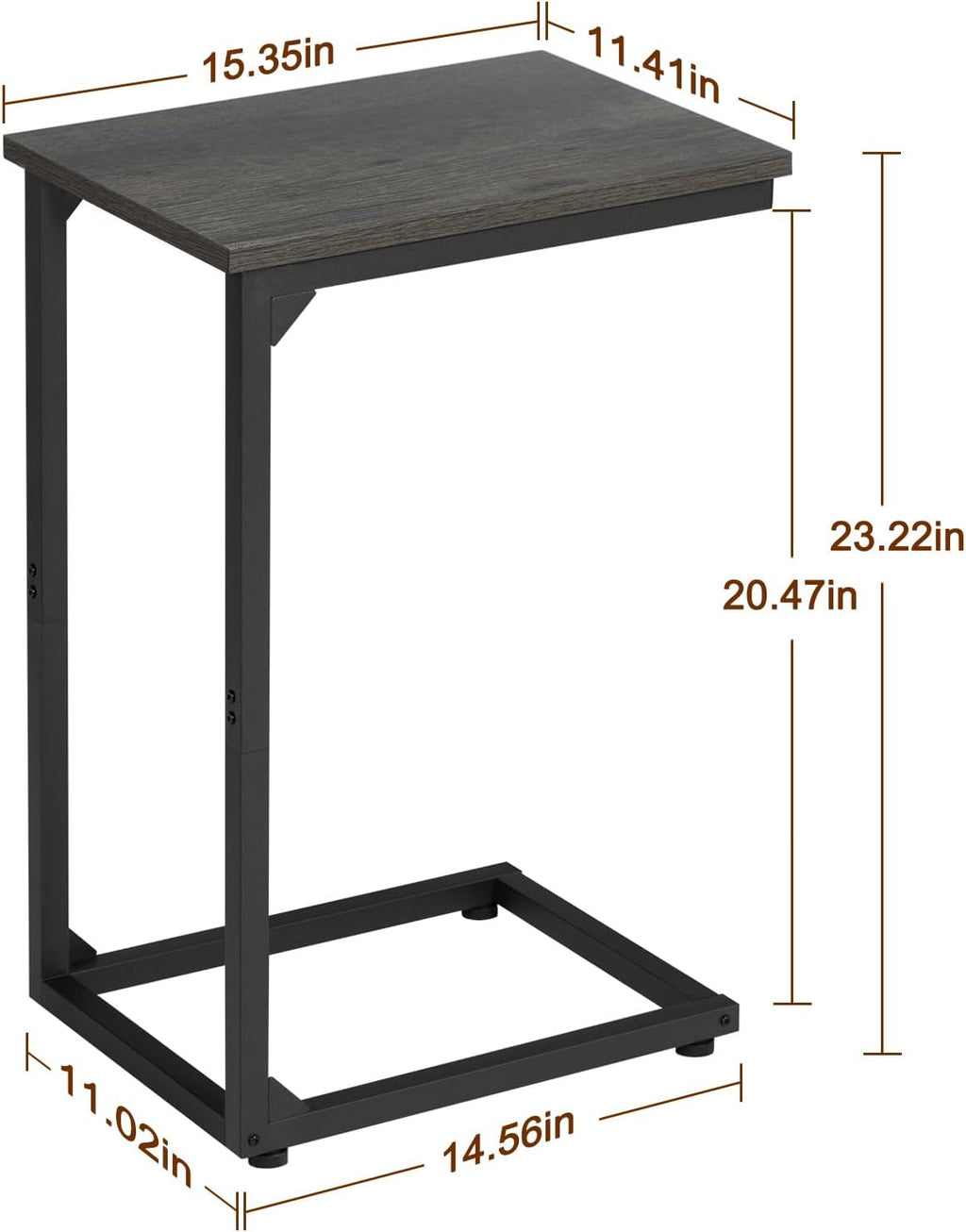 AMHANCIBLE C Shaped End Table Set of 2, Couch Side Table That Slide Under - Image 3