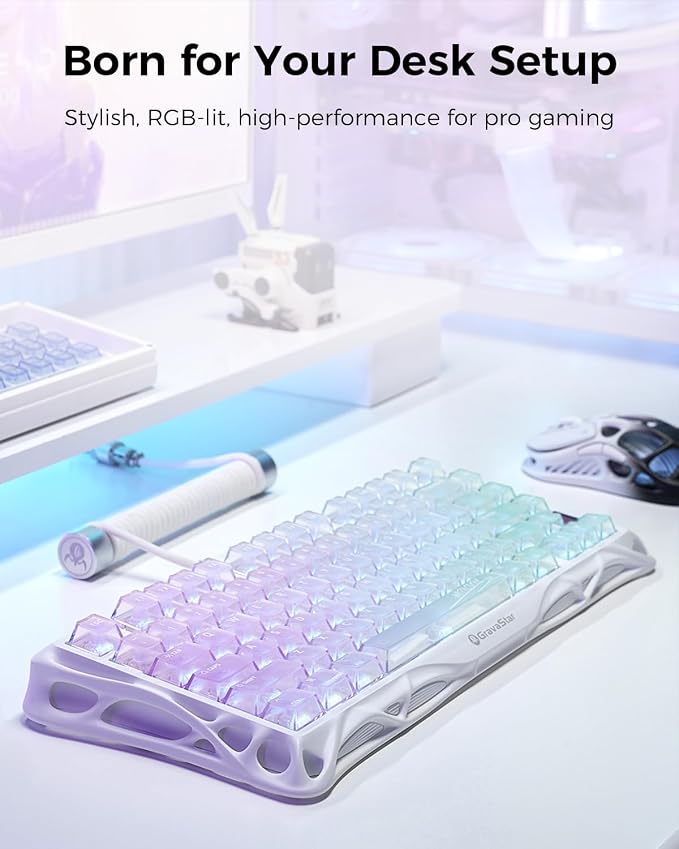 GravaStar Mercury K1 Lite 75% Wireless Mechanical Gaming Keyboard RGB | Gasket Mount, Hot Swappable Linear Switches, Creamy Sound Keyboard, 2.4GHz/USB-C/Bluetooth 5.0, for Win/Mac - Image 2