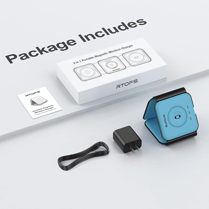 Wireless Charger 3 in 1,RTOPS Magnetic Traval Wireless Charging Station Multiple Devices,GaN 3 in 1 Charging Station,Compatible iphone17/16/15/14/13/Pro/Max,iWatch,AirPods4/3/2/Pro(Adapter Includes) - Image 7