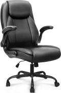 NEO CHAIR Office Desk Chair, High Back PU Leather with Flip-up Arms, Black | Ergonomic Tall Computer Desk Chair Comfy, Height Adjustable, Swivel Rolling Wheels for Office Home Gaming Study by NEOCHAIR