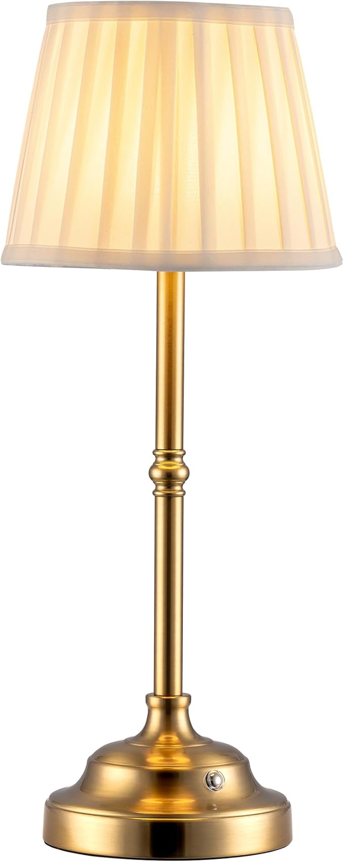KDG Gold Cordless Portable LED Table Lamp, Beige Fabric Shade Desk Lamp | 4000mAh Rechargeable Battery Powered Lighting, Dimmable Light for Dining Room, Bedroom, Bedside, Night Light, Balcony by KDG