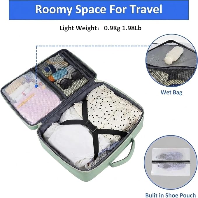 Taygeer Carry On Backpack, 40l Travel Backpack for Women Airline Approved | Cute 17.3" Personal Item Travel Bag with Shoe Pouch, Casual Daypack Gifts for Friend Hiking Weekend, Green Beige - Image 4