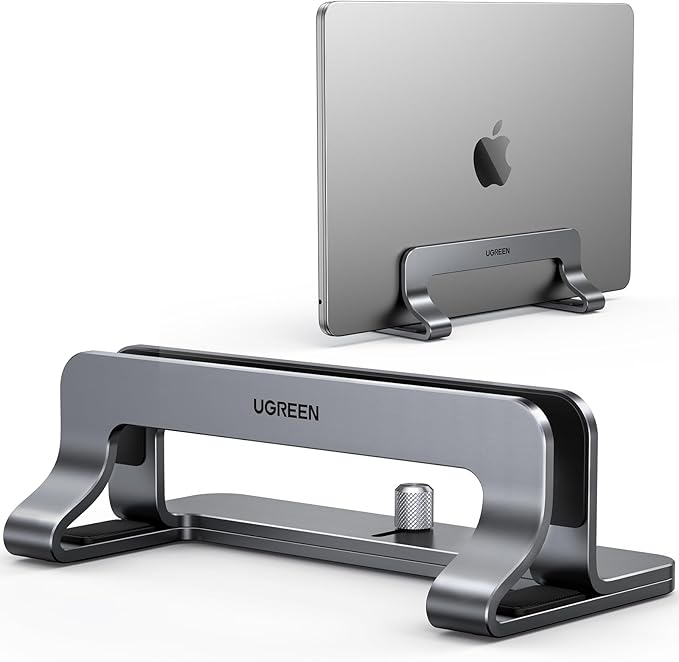UGREEN Vertical Laptop Stand Holder for Desk Compatible with MacBook Pro, MacBook Air Stand Vertical Aluminum Adjustable for Up to 17.3 Inch Gaming Laptop, Gray by Unknown