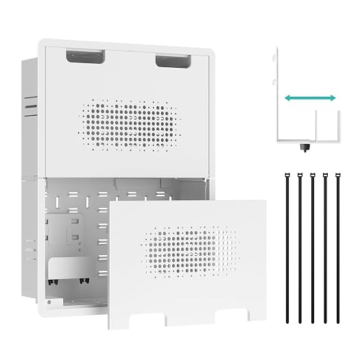 17" in-Wall Media Box Recessed Outlet Cable Management Kit | Structured Media Enclosure, One Connect & Network Switches, Fits Fire TV Stick Samsung, Recessed In-Wall Design by Pegzone