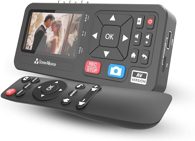 ViewLite AV, Portable Analog to Digital MP4/MP3 Video & Audio Converter with Remote. Capture CVBS/S-Video/RCA/Composite. VHS/Set-top TV Box/Retro Gaming/Hi8 Recorder. No PC Required. by ClonerAlliance
