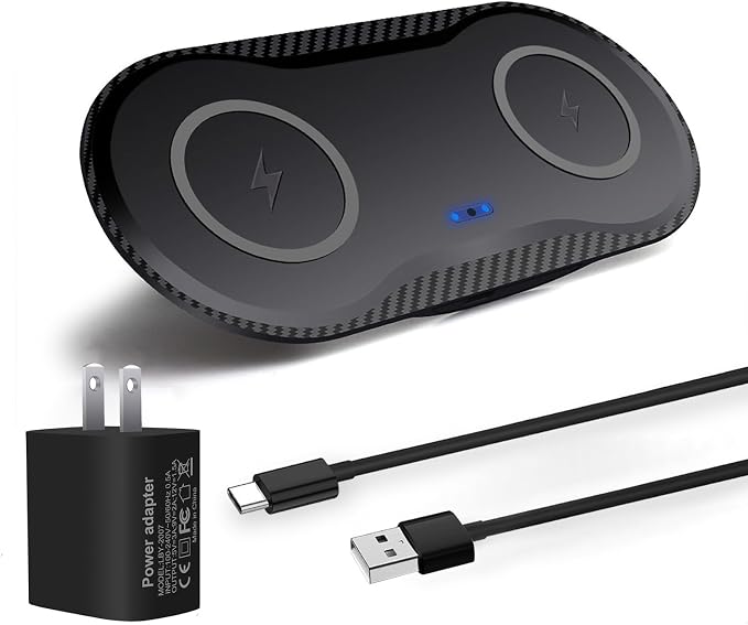 40W Wireless Charging Pad, Dual 20W Fast Wireless Charging Mat for Samsung Galaxy S25,S24,S23/Note 20/10/Buds,15W Wireless Charger Station for iPhone 17 16 15 14 13 8/SE/X/XS(Black with dapter) by WirelesschargingStation
