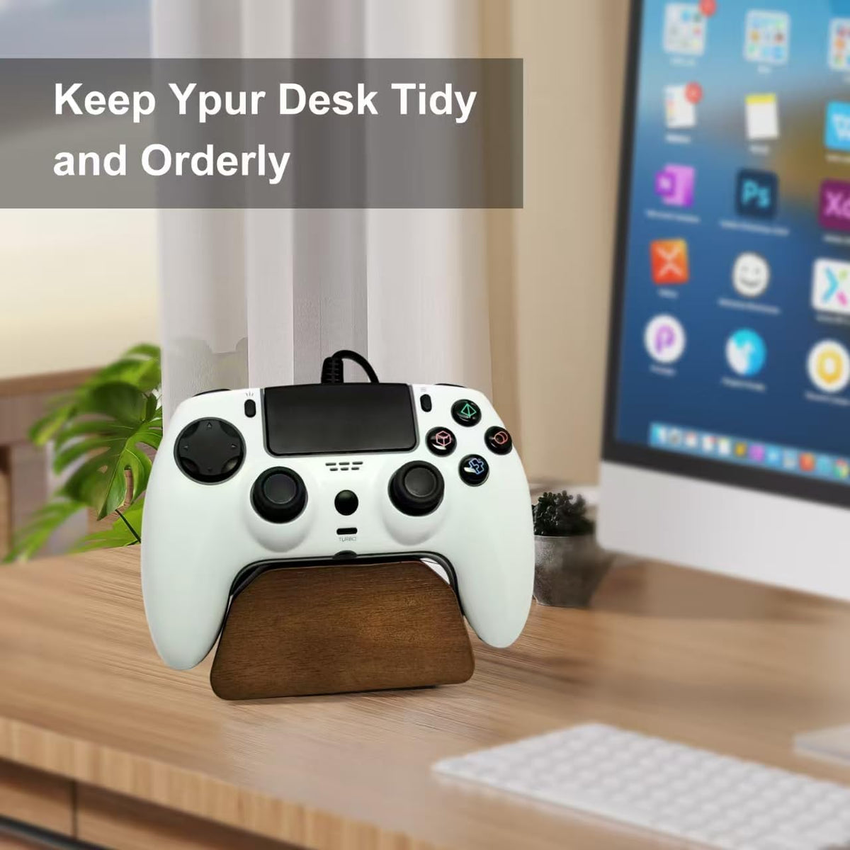 Solid Wood Gamepad Stand, Controller Holder for PS4 PS5 Xbox - Image 4