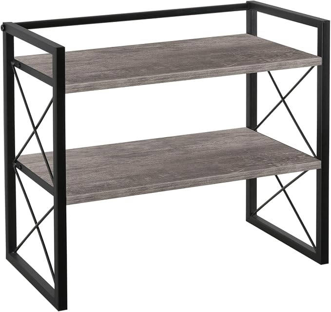 YINMIT Desktop Shelf Organizer, 2 Tier Office Shelves, Wood Desk Organizer Storage Rack and Freestanding Display Shelf for Office, Dormitory, Home (Grey) - Image 9