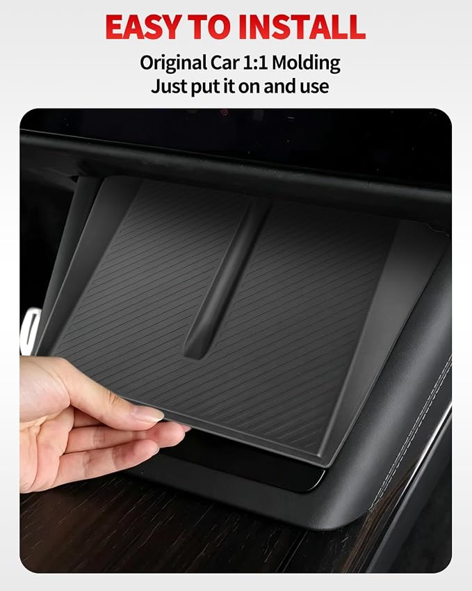 Center Control Wireless Charging Mat, Charger Pad for Tesla Model X/S | Black wireless charging silicone pad,center console wireless charger pad 2024-2026 - Image 4