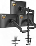 Triple Monitor Mount for Max 34" Screens, up to 24.25lbs Each, Full Adjustable 3 Monitor Desk Stand, Three Gas Spring Arm with Tilt Swivel Rotation, VESA 75x75/100x100mm, Black, MDX883B by Bracwiser