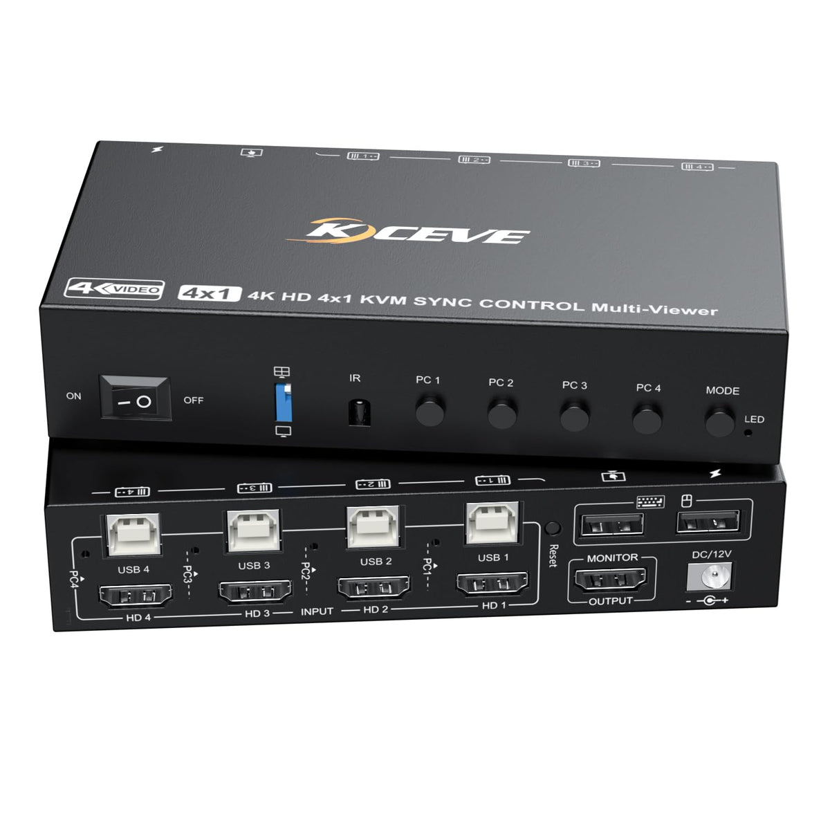 Seamless & Multiview 1 Monitor 4 Computers HDMI KVM Switch 4 Port for 4 PCs by DXchip