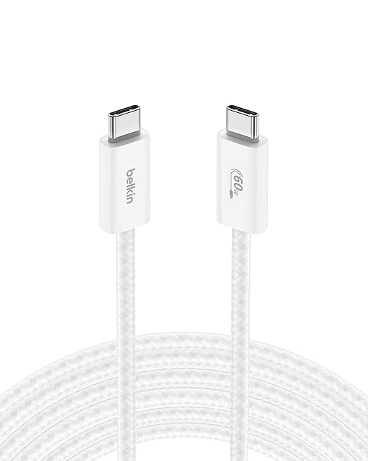 Belkin USB C to USB C 60W Braided Cable 9.9ft iPhone Charger Cord | iPhone 15/16/17, Samsung Galaxy S26, Pixel 10, Airpods, iPad, Nintendo Switch 2, MacBook, Steam Deck, Travel, Chromebook by Unknown