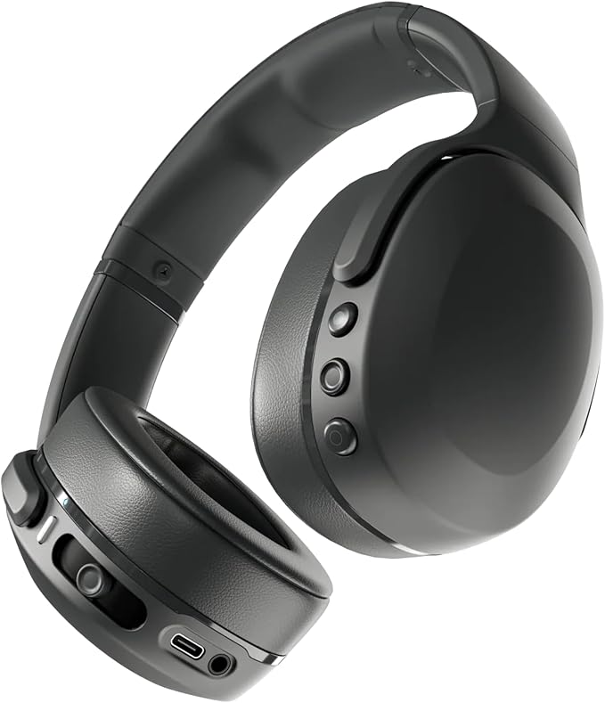 Skullcandy Crusher Evo Wireless Multi-Sensory Bass Headphones - True Black | Bluetooth, Noise Isolating Over-Ear Fit, 40 Hours Battery, Microphone, Working Out, Gym, Travel, Studying, Music by Skullcandy