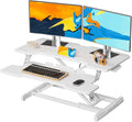 32" Standing Desk Converter, Quick Sit to Stand Desk Riser | Height Adjustable Stand up Desk with Keyboard Tray for Dual Monitor, Copmputer Workstation for Home Office, White by JYLHJOYSEEKER