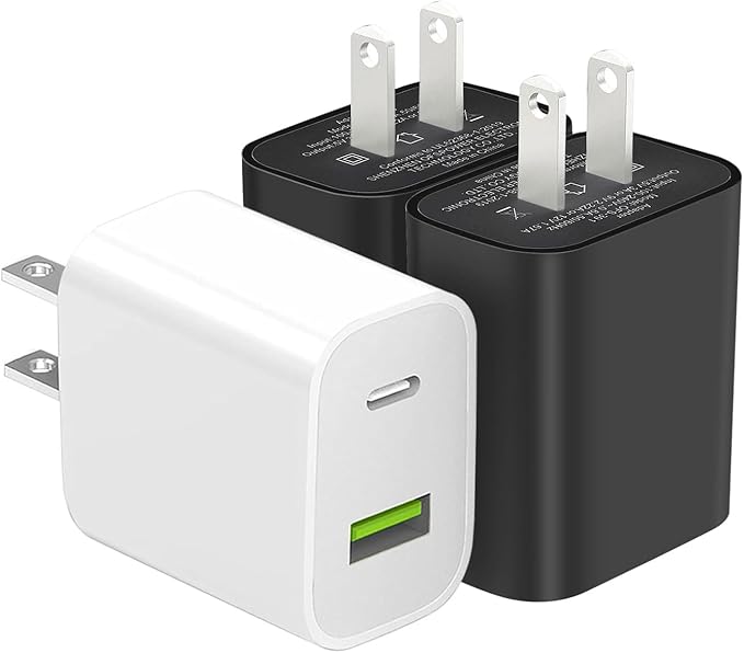 3 Pack USB C Charger Block, Dual Port Type C Wall Charger Fast Charging | 20W Power Adapter Cube for iPhone 14/14 Pro/14 Pro Max/14 Plus/13/12/11, XS/XR/X, iPad, Samsung, More by DENGWENQIANG