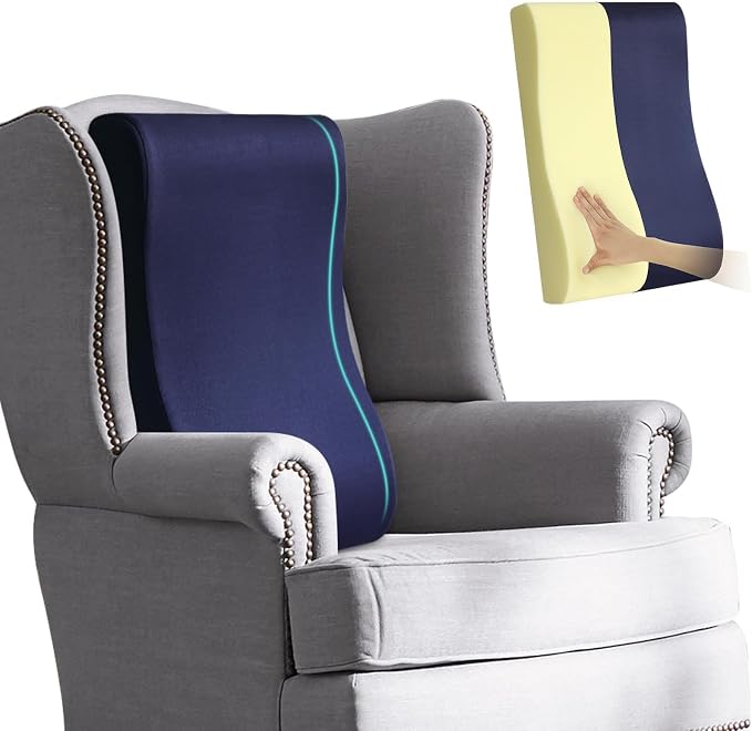 2-in-1 Neck Pillow Lumbar Support Pillow for Recliner Couch& Glider Chair - High Resilient Foam Ergonomic Back Support for High-Back Rocking Chairs, Glider Rocker Replacement Cushions Navy M by HAVARGO
