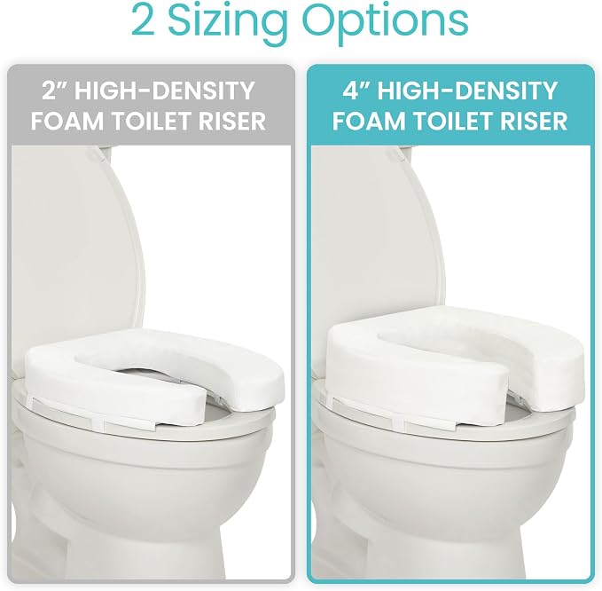 Vive Toilet Seat Riser Cushion for Seniors - Fits All Toilet Seats | Raised Toilet Seat with High-Density Foam for Elongated & Standard - Cushioned & Padded - Elevated Medical Handicap Lifter - Image 8