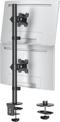 MOUNTUP Dual Monitor Stand, Vertical Monitor Mount for 2 Max 32 inch Stack Screen Monitors, Height Adjustable, Swivel, Tilt Monitor Desk Mount with C Clamp Grommet Base, Home Office by MOUNTUP
