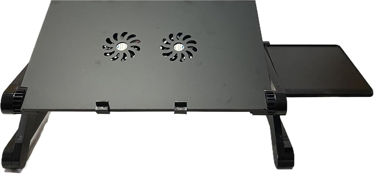 Adjustable Lap Laptop Computer Portable CPU Cooling Fan Ergonomic Vented Table Stand Desk Tray (420 * 260mm with Mouse Pad & Double Fans, Black) by Zippace