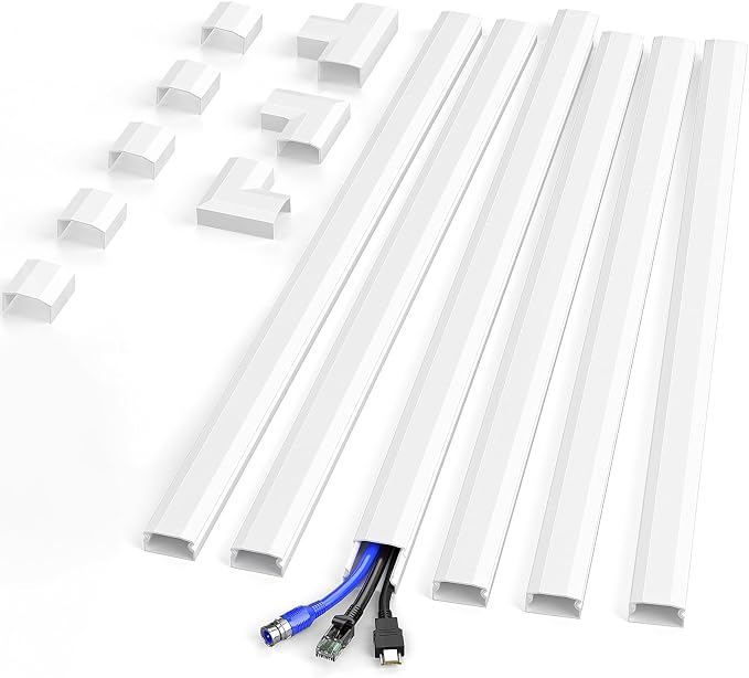 Delamu Cord Hider Wall, Cord Covers for 2-3 Wires, Easy Set up Cable Hider Wire Covers for Cords on Wall, Self-Adhesive Wire Hiders for TV on Wall, Cable Cover Management Kit, W1.0 H0.53in, White by DELAMU