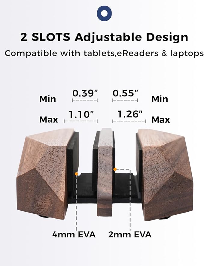 Dual Laptop Holder Adjustable Vertical Laptop Stand, 2 Slots MacBook Stand Wood,Wooden Laptop Stand,Vertical Laptop Holder for Desk, Widen Dock Fits All MacBook/Surface pro - Image 4