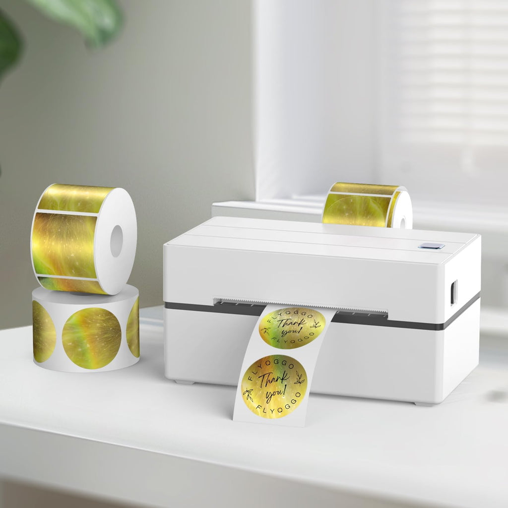 2-Inch Round Holographic Thermal Sticker Labels, with Rainbow Wave Deign, for Every Tags, Custom DIY Logo Applications, Waterproof and Tear-Resistant, No Residue Removable, Aurora Gold, 200pcs - Image 7