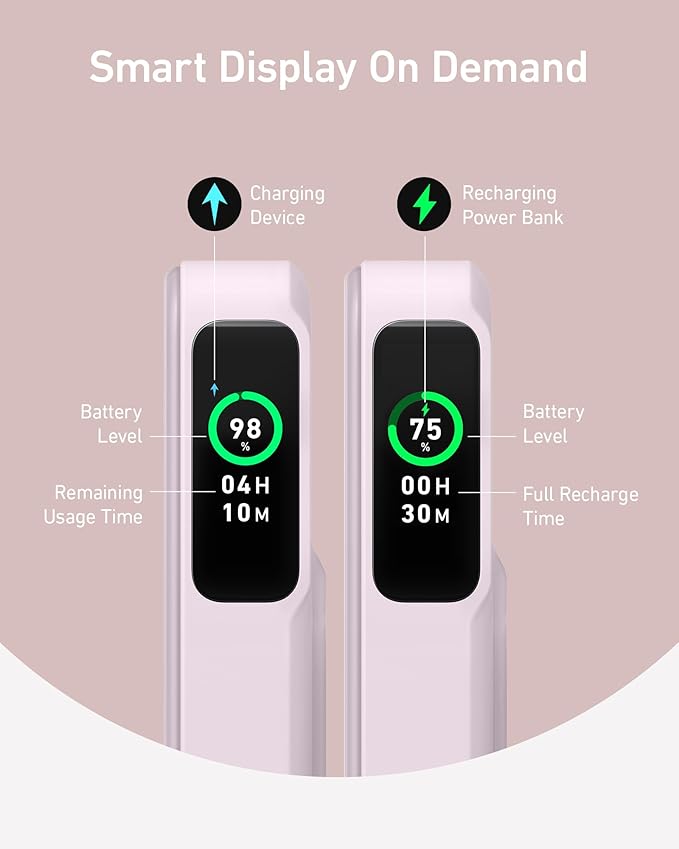 Anker MagGo Power Bank, 10,000mAh Qi2-Certified 15W Max Portable Charger | Fast MagSafe-Compatible Battery Pack, Smart Display, Foldable Stand, for iPhone 16 / 15 / 14 / 13 Only (USB-C Cable Included) - Image 3