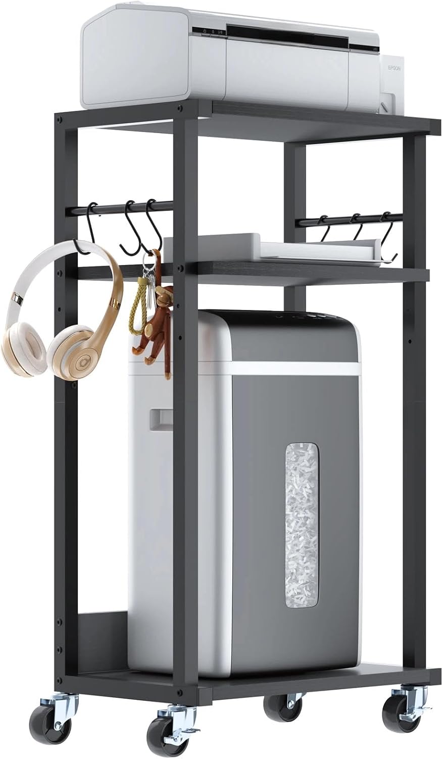 YMYNY 3-Tier Mobile Printer Stand 32.28*17.32*11.81" Black by YMYNY