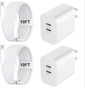 Long iPhone Charger, iPhone 15 16 17 Pro Max Charger with 10FT Nylon Braided USB C to C Charging Cable Cord & 20W Dual Port USB C Fast Charger Block for iPhone 17 16 15 Pro Max/17 16 15/15 Plus by Auorld
