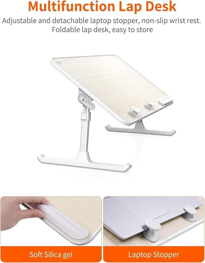 Laptop Desk for Bed, SAIJI Lap Desks Bed Trays for Eating Writing | for Eating Writing, Adjustable Computer Laptop Stand, Foldable Lap Table in Sofa and Couch（20.5x11.8 Teak - Image 4