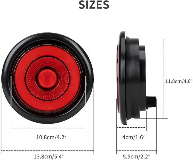 4" Round LED Trailer Lights Stop Turn Tail with Halo Ring | IP67 waterproof, universal 12V for trucks, trailers, RVs. Kit with grommets & pigtails. 32 bright LEDs. - Image 3
