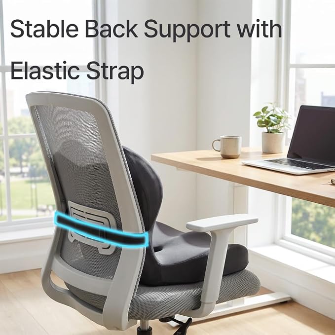 Navizam Lumbar Support Pillow for Office Chair with Memory Foam Cushion | Ergonomic Office Chair Cushion with 60D Memory Foam, Lumbar Support & One-Piece Design - Image 4
