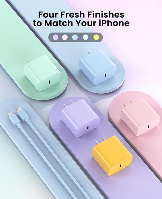 iPhone Charger Fast Charging, USB C Charger Block, 6FT/10FT Lightning Cable | For Apple iPhone 14/13/12/11 Series, 2-Pack USB C to Lightning Cables, AirPods with Lightning Charging Case,Blue - Image 8