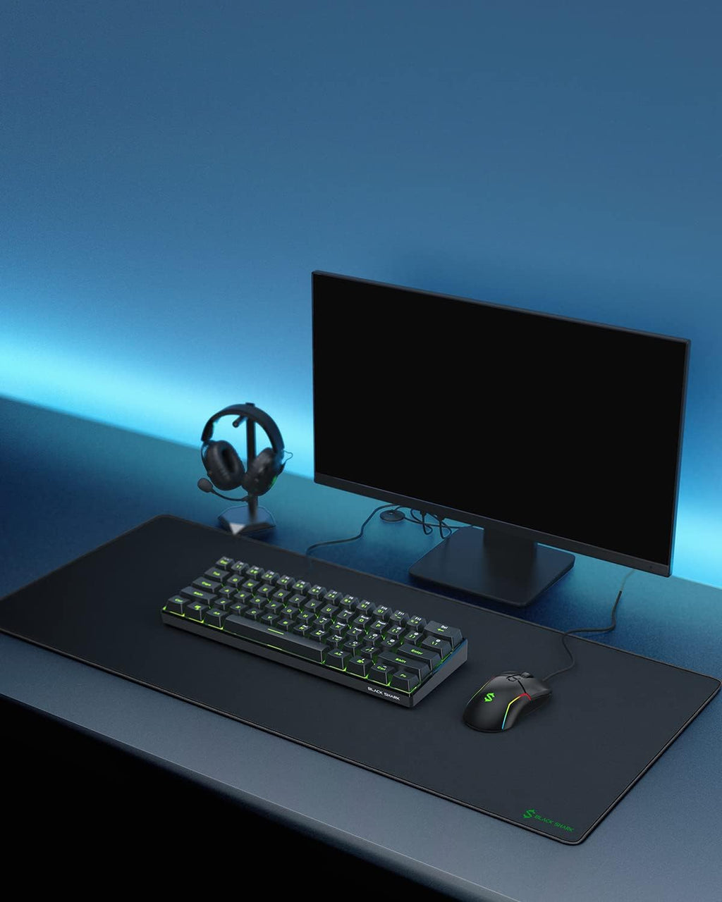 Black Shark Gaming Mouse Pad Desk Mat (35.4" × 15.8" × 0.15") Thick Extended Mousepad Non-Slip Spill-Resistant Mousepad with Special-Textured Surface, Anti-Fray Stitched Edges Desk Pad Manta P3 - Image 7