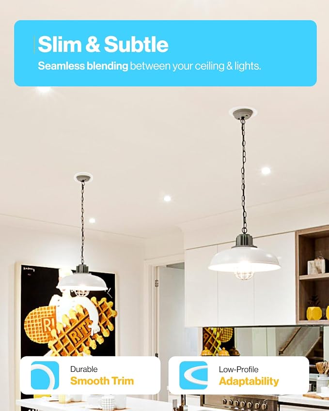 Sunco 6 Pack 6 Inch Recessed Light Goof Ring, White, Matte Finish | Flush Mount White Can Light Trim Ring Cover, OD 8.6 Inch/ID 6.2 Inch, Paintable, Covers Oversized Ceiling Holes - Image 4