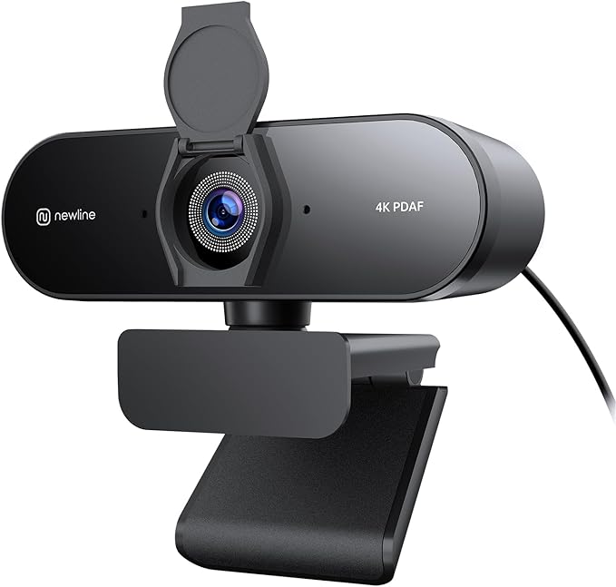 N newline 4K Webcam for PC with PDAF Autofocus, Privacy Cover, Dual Microphones, 4K@30FPS & 1080P@60FPS, Auto Light Correction, Plug & Play USB Camera for Laptop, Mac & Desktop, Streaming by Nnewline