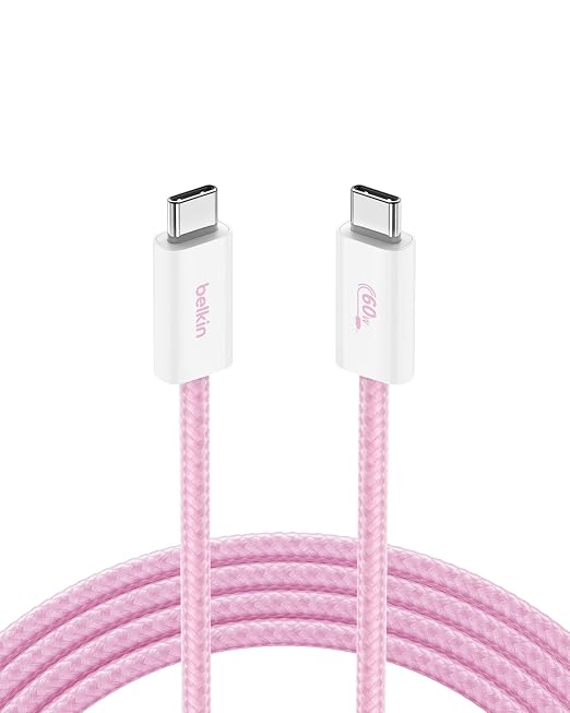 Belkin USB C to USB C 60W Braided Cable 6.6ft iPhone Charger Cord | iPhone 15/16/17, Samsung Galaxy S26, Pixel 10, Airpods, iPad, Nintendo Switch 2, MacBook, Steam Deck, Travel, Chromebook by Unknown