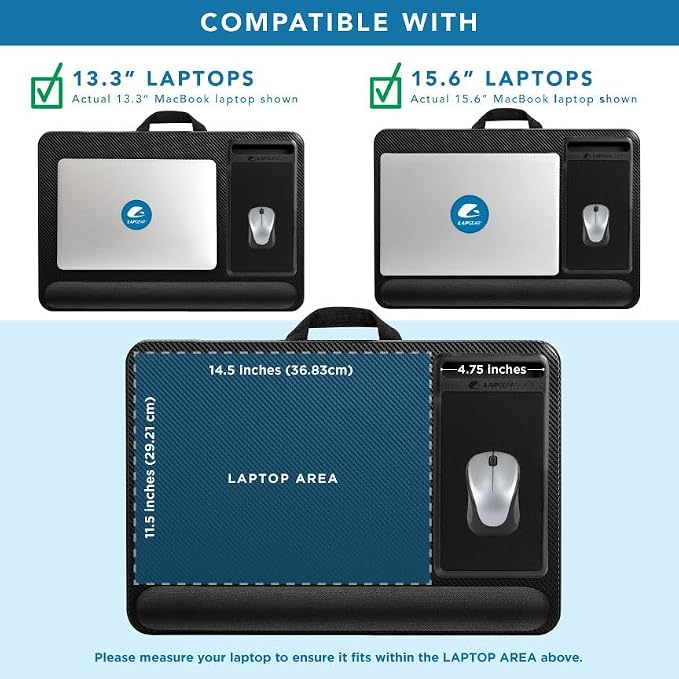 LAPGEAR Home Office Pro Lap Desk - Black Carbon, Fits 15.6” Laptops - Image 3