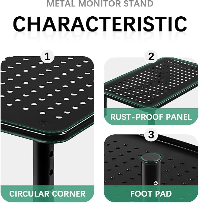FURWOO 2 Pack Laptop Stand Desk Monitor Stand for Computer Printer Notebook 3 Height Adjustable Laptop Riser for Office Home School Black - Image 5