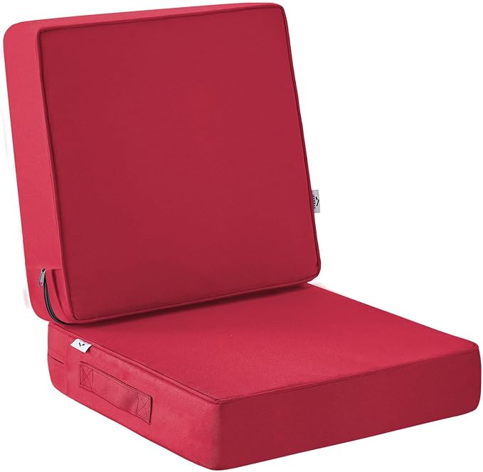 IPYNBAP Outdoor Cushions, Outdoor Chair Cushions 24x24x4 Inch, Cushions for Outdoor Furniture with Removable Cover, Waterproof & Fade Resistant Outdoor Seat Cushions for Patio, Lawn, Burgundy by IPYNBAP