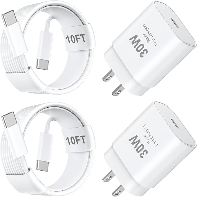 Phone 17 16 15 Pro Max Charger Fast Charging PD 30W, 10 FT iPhone 17 Charging Cable(65W/3A) Long USB C Cord with iPhone 17 Pro Max Chargers Block for iPhone 17/17 Pro Max/17 Air/16/15 Series, iPad by Bustuny