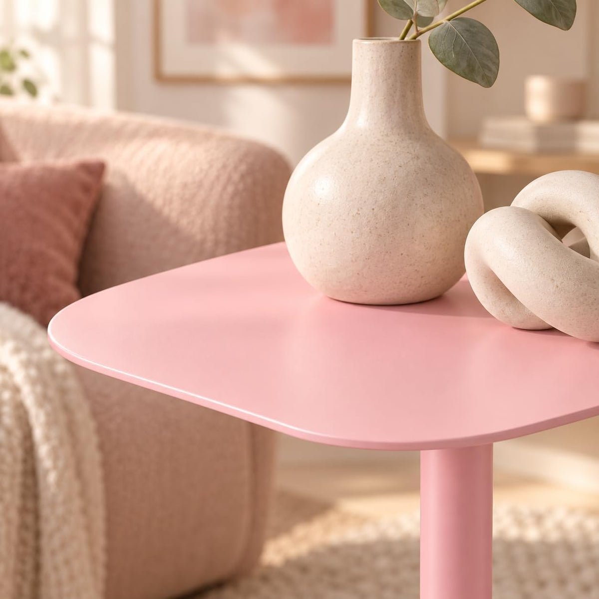 Modern Stable C Table End Table, 23.4" Tall, Medium, Pink - Image 5