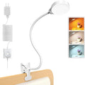 Glocusent 5W Clip on Light, 3 Colors & 5 Brightness Reading Light for Bed | Flexible Gooseneck Clip on Lamp, 30-Min Timer, Reading Lamp, Perfect Desk Lamp for Dorm,Bunk,Bed,Headboard,Table,Work,Craft by GLOCUSENT