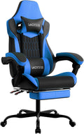 Gaming Chair with Footrest, High Back Gaming Chairs PVC Leather Ergonomic Gamer Chair with Adjustable Headrest Lumbar Support Racing Style Video Gaming Chair for Office/Home (BlackBlue) by WOTSTA